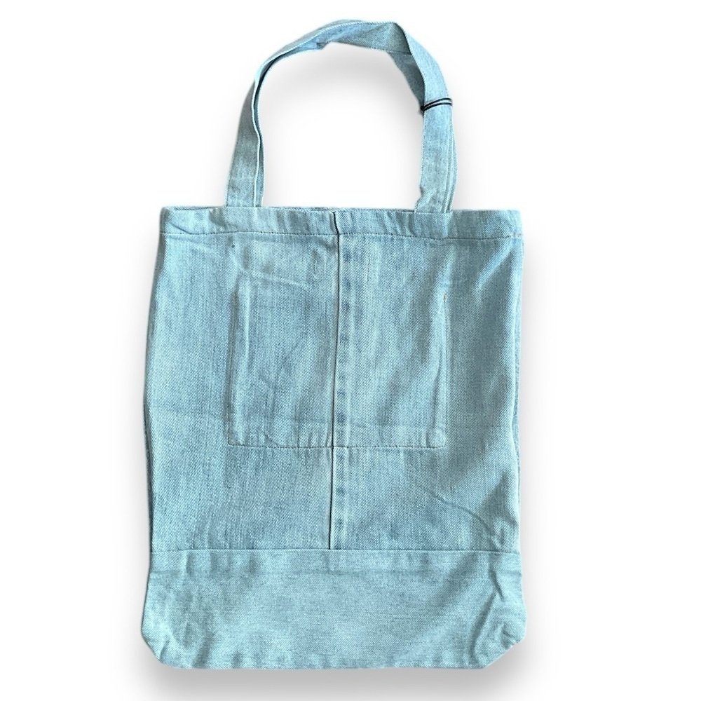One Teaspoon Fame Light Wash Ribbon Graphic Vintage Denim Jean Tote Shoulder Bag - Picture 2 of 5